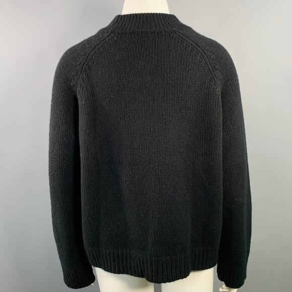 THE ROW Size L Black Cashmere Knit Raglan Sleeves Crew Neck Sweater - Picture 3 of 10